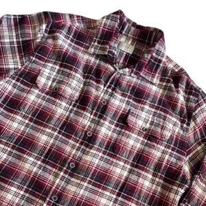 Jachs Tartan Plaid Red Flannel‎ Button Up Shirt Mens 2XL Pockets Casual Outdoor